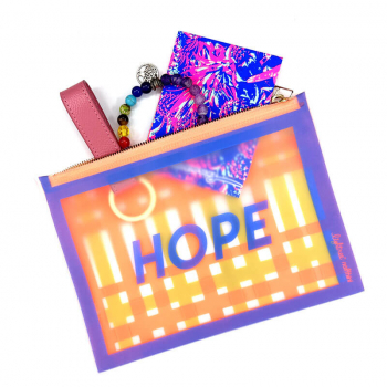 Lightree Pouch Hope, neon Streifen in blau und gelb, Zipp Verschluss